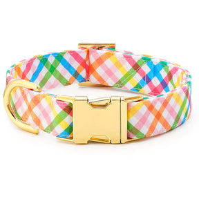 Dog Collar Rainbow Gingham