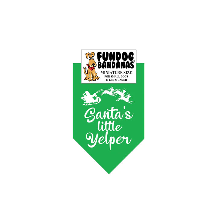 Dog Bandana Santa's Little Yelper - Green