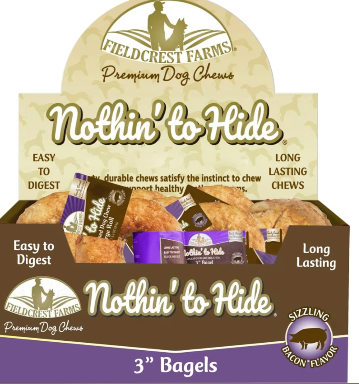 Nothin' To Hide Bagel Bacon Rawhide Alternative Dog Chews