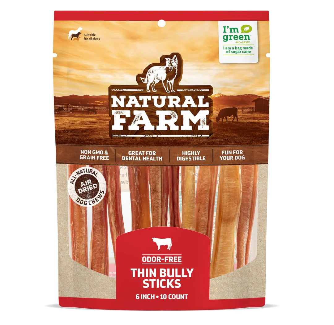 Bully Sticks Extra Thin 6" Odor Free