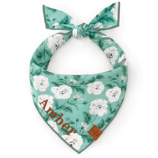 Bandana Dog Seafoam Poppies