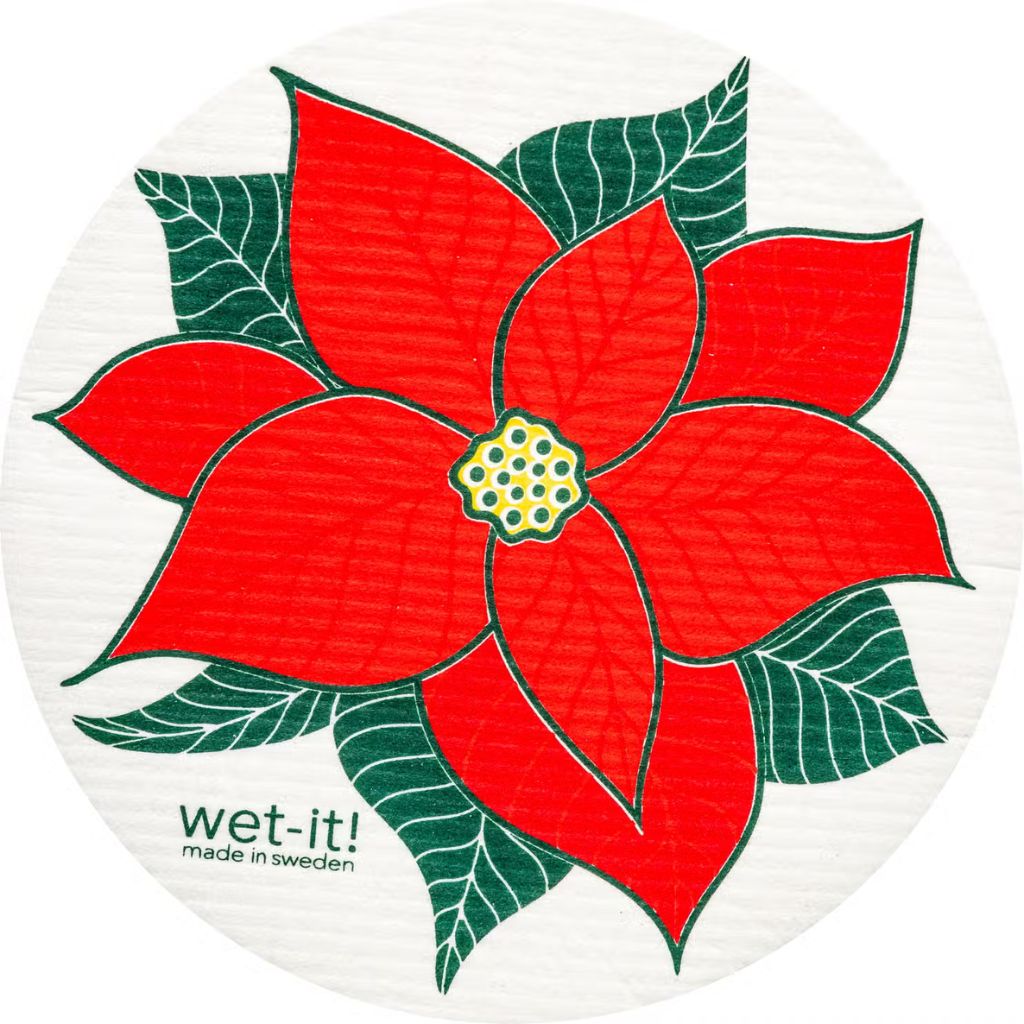 Wet-it! Poinsettia Round Swedish Cloth