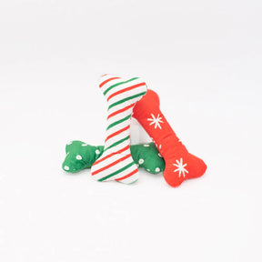 ZippyPaws - Holiday Patterned Bones Dog Toy