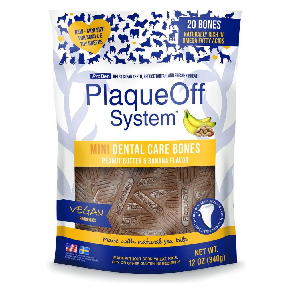 Naturvet Proden - MINI PlaqueOff Fusion Dental Care Bones Peanut Butter and Banana