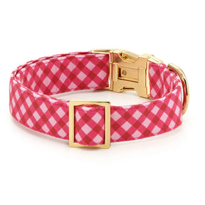 Raspberry Gingham Valentine's Day Dog Collar