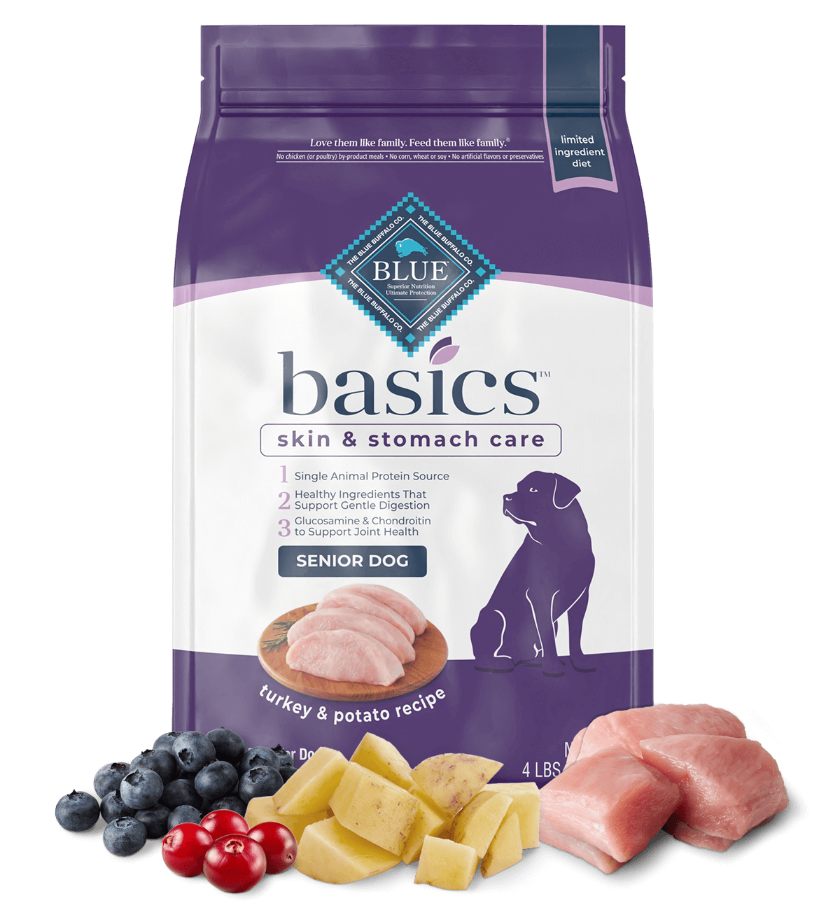 Blue Buffalo Basics - Senior Dog Turkey & Potato Recipe Dry Dog Food