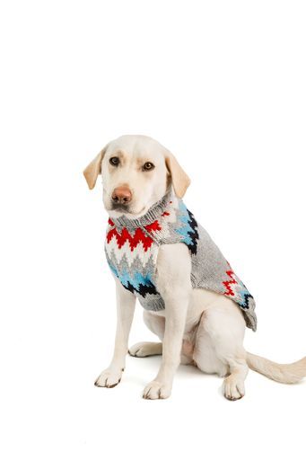 Dog Sweater Gray Chevron