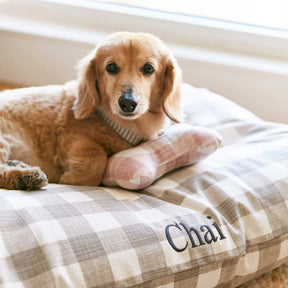 Dog Bed Warm Stone Gingham