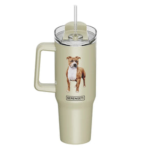 Tumbler with Handle & Straw Pitbull