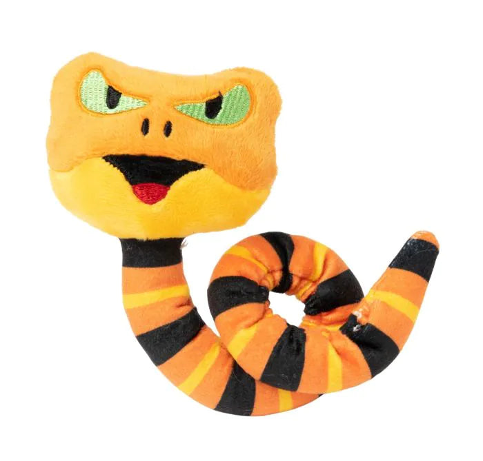 Slim Snakey Cat Toy Striped & Coiled Plush