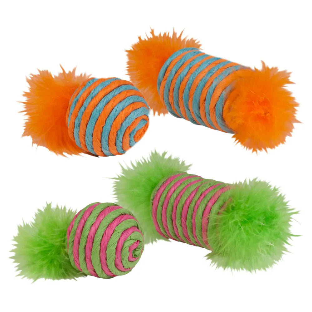 Kylie's Brights Raffia Spool & Ball With Feather 2pk