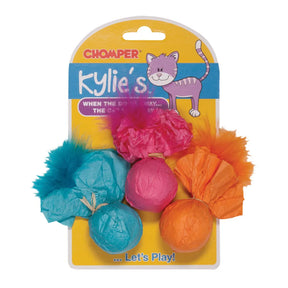 Kylie's Paper Ball Rattlers with Feather 3pk