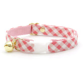 Cat Collar "Coquette" Pink Gingham Plaid with Silver Breakaway