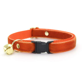 Cat Collar "Velvet-Roasted	Pumpkin" & Bunny Ear Bow Set