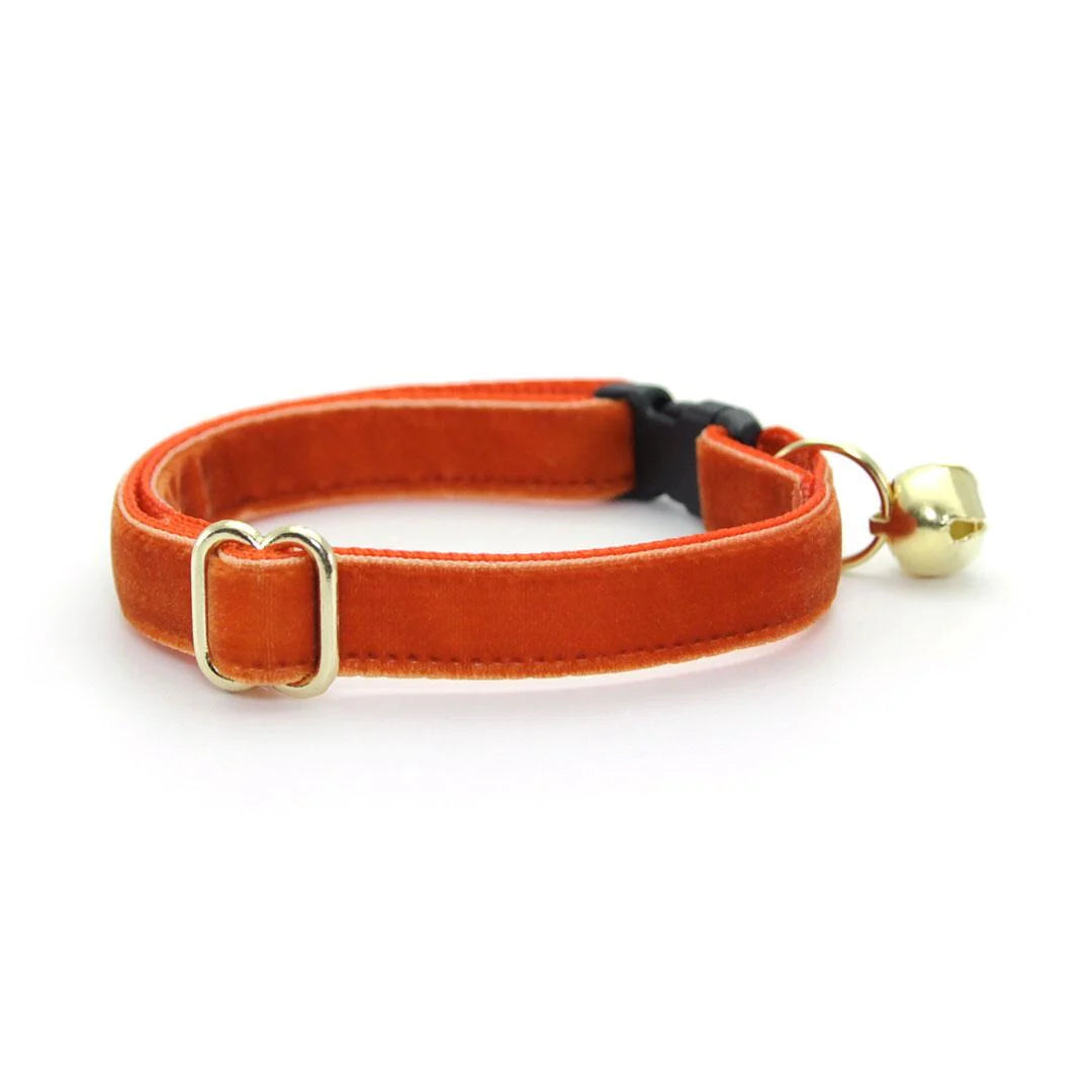 Cat Collar "Velvet-Roasted	Pumpkin" & Bunny Ear Bow Set