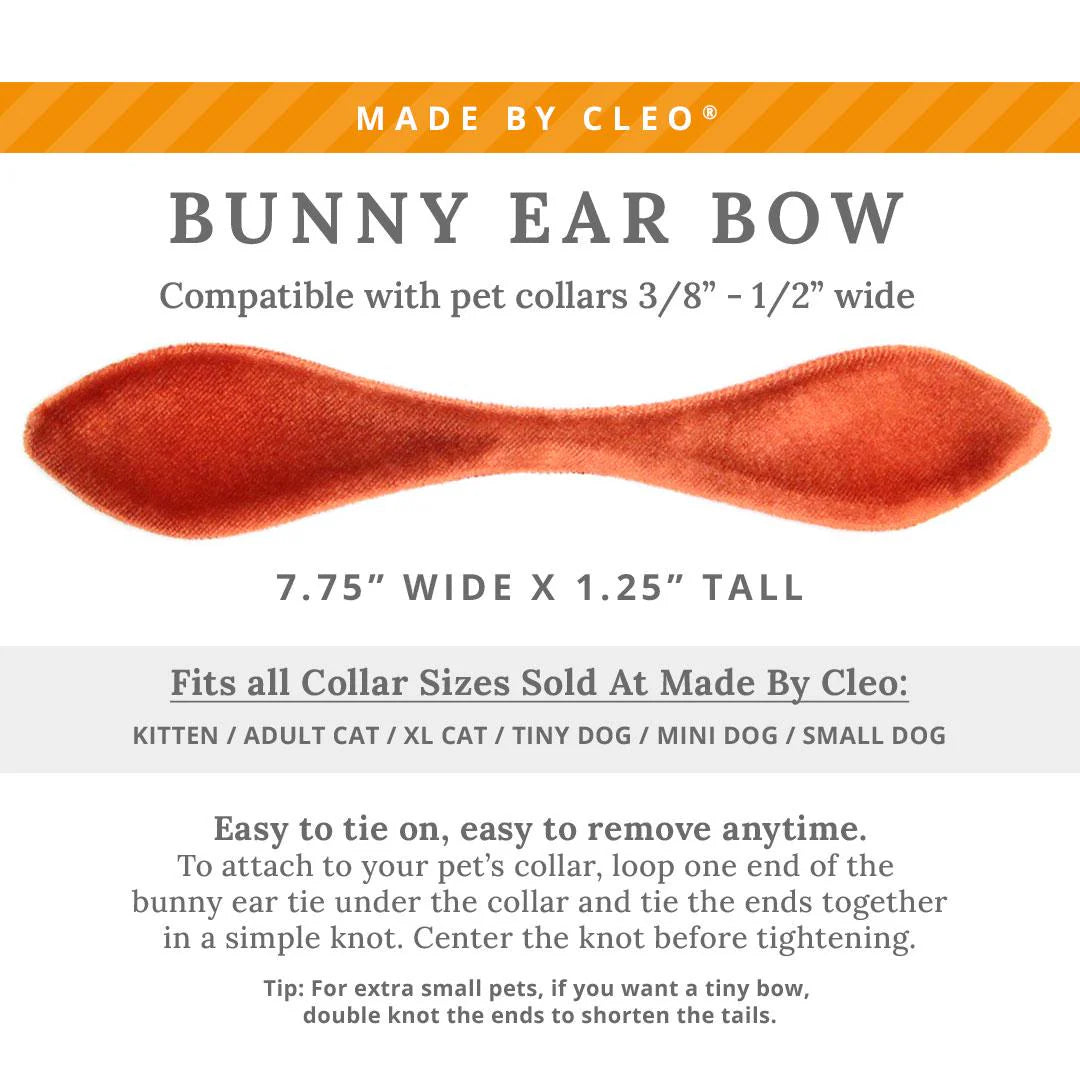 Cat Collar "Velvet-Roasted	Pumpkin" & Bunny Ear Bow Set