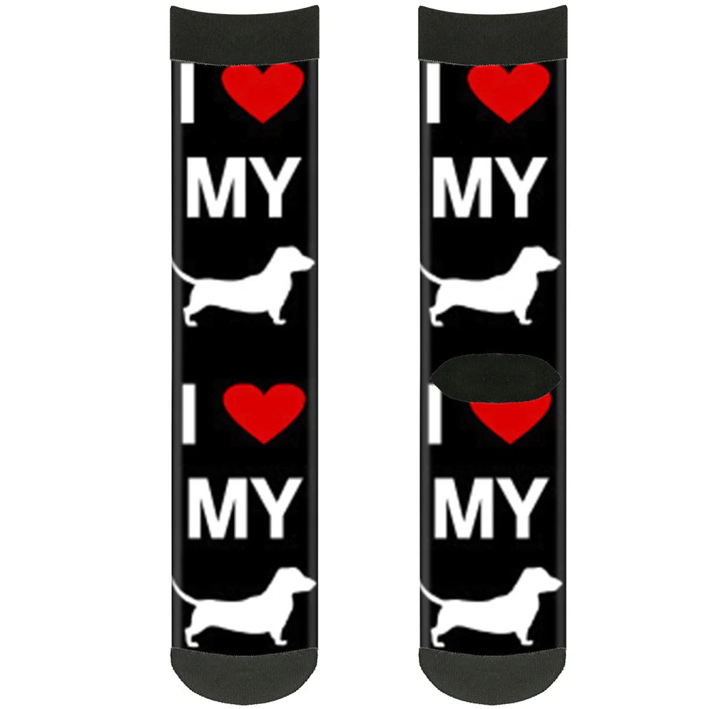 Buckle Down - I Heart My Wiener Dog Crew Socks