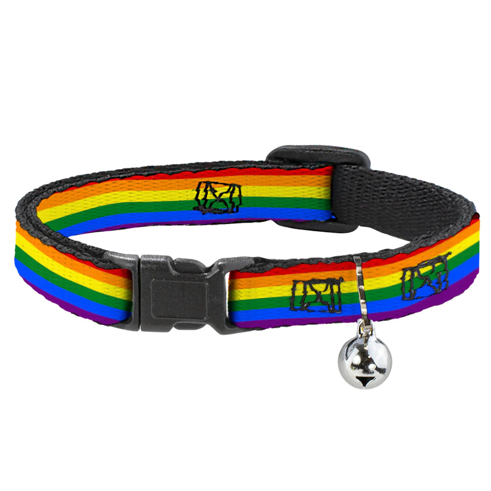 Buckle Down - Cat Collar Breakaway with Bell, Flag Pride Rainbow