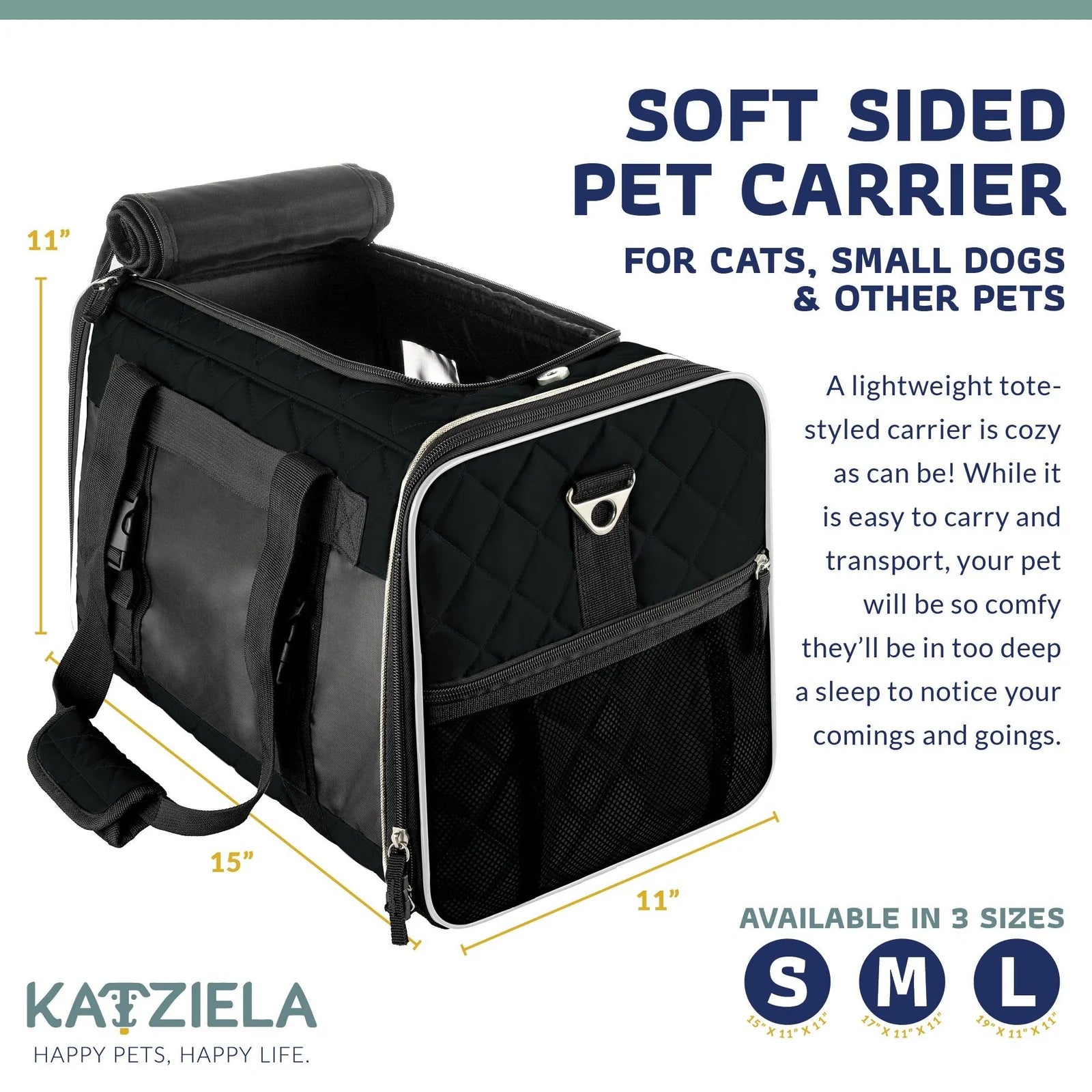 Airline Approved Quilted Companion Carrier Cat & Dog Black