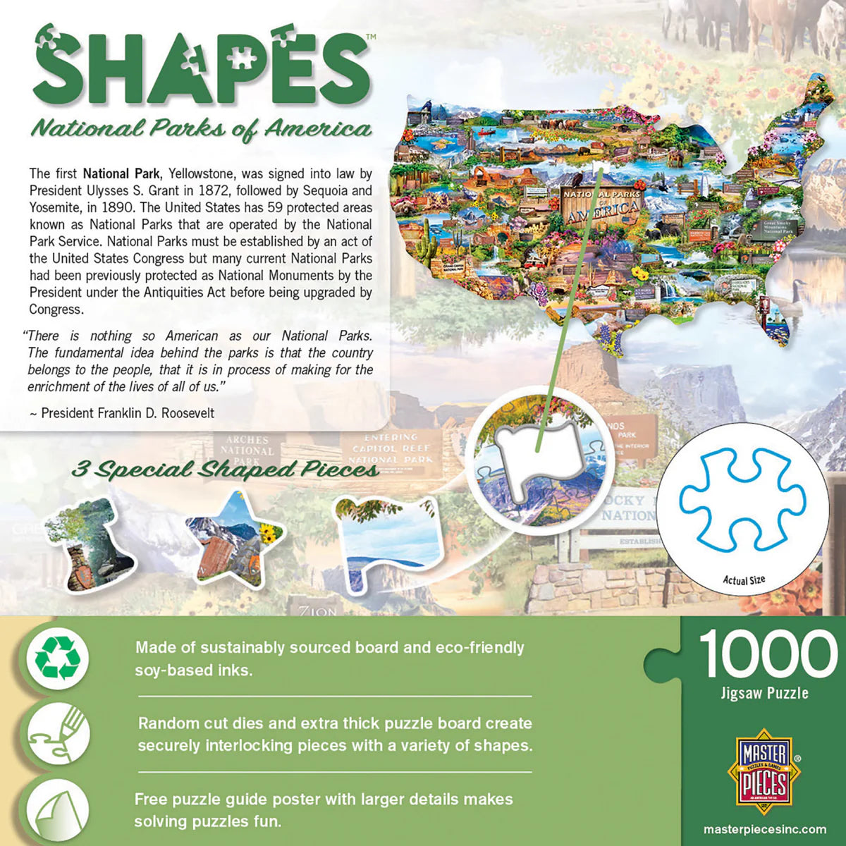 Puzzle National Parks of America Shaped Puzzle 1000 Pieces