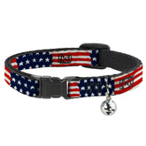 Buckle Down - Cat Collar Breakaway with Bell, Stars and Stripes