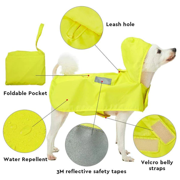 Sunshine Yellow | 3M Reflective Dog Raincoat Hooded