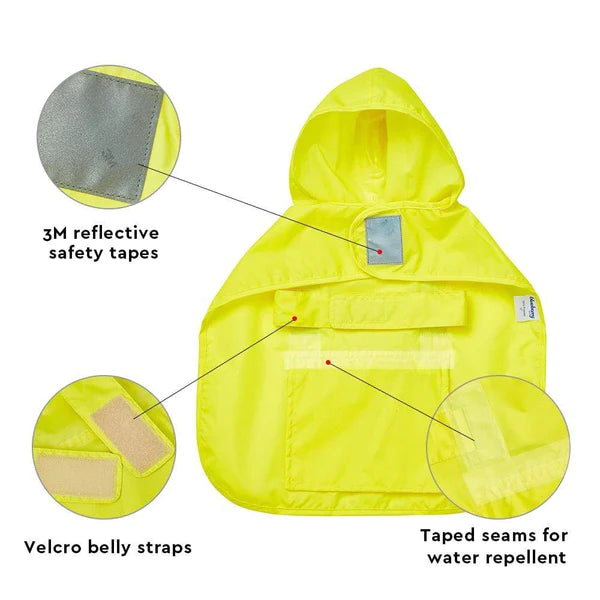 Sunshine Yellow | 3M Reflective Dog Raincoat Hooded