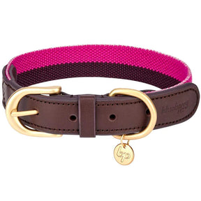 Hot Pink & Purple | Full Grain Leather & Polyester Dog Collar