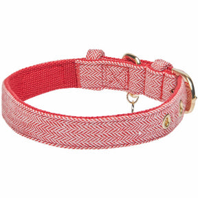 Red | Textured Tweed Dog Collar