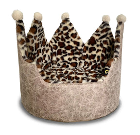 Precious Tails - Leopard Print Crown Pet Bed