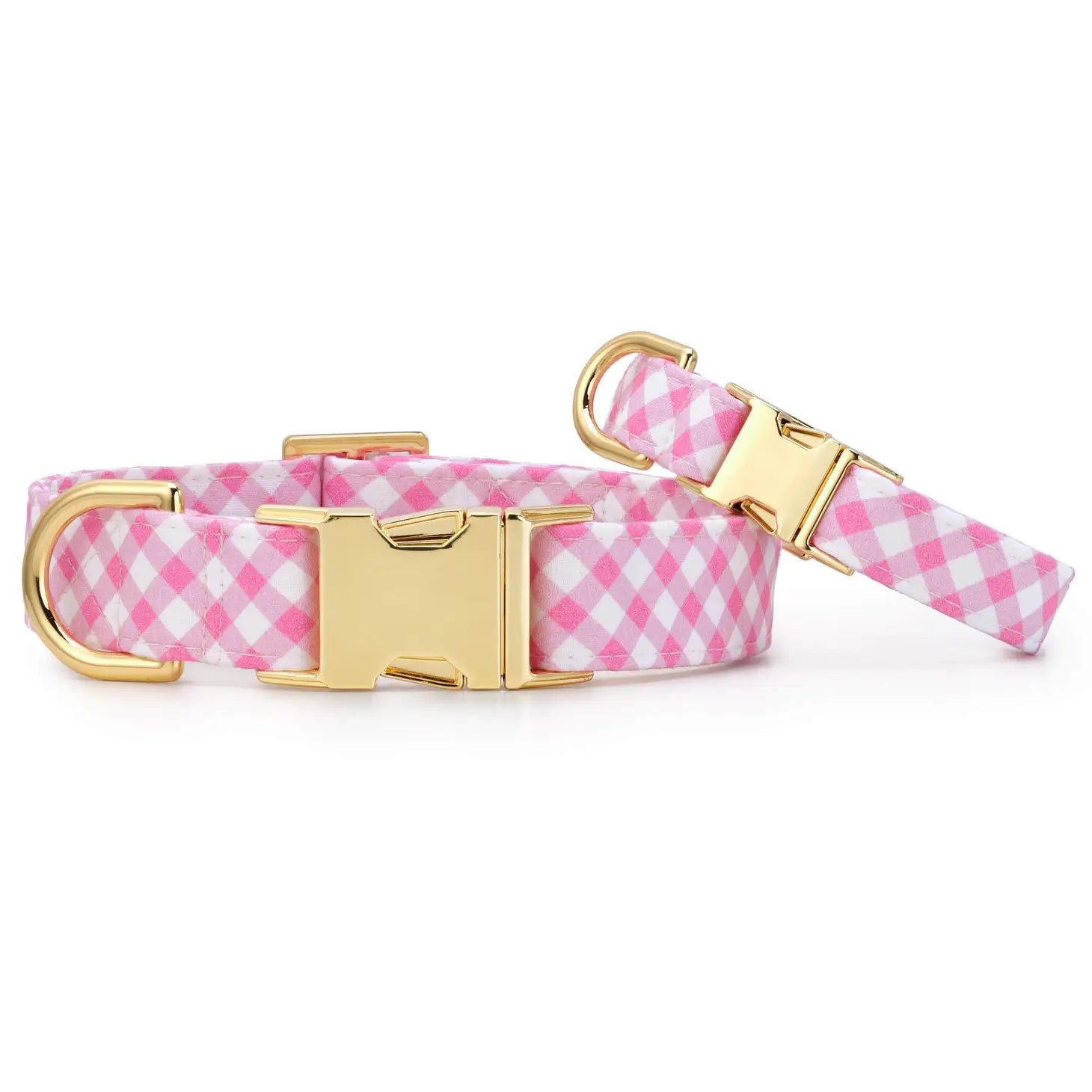 Dog Collar Gingham Valentines Day Gold