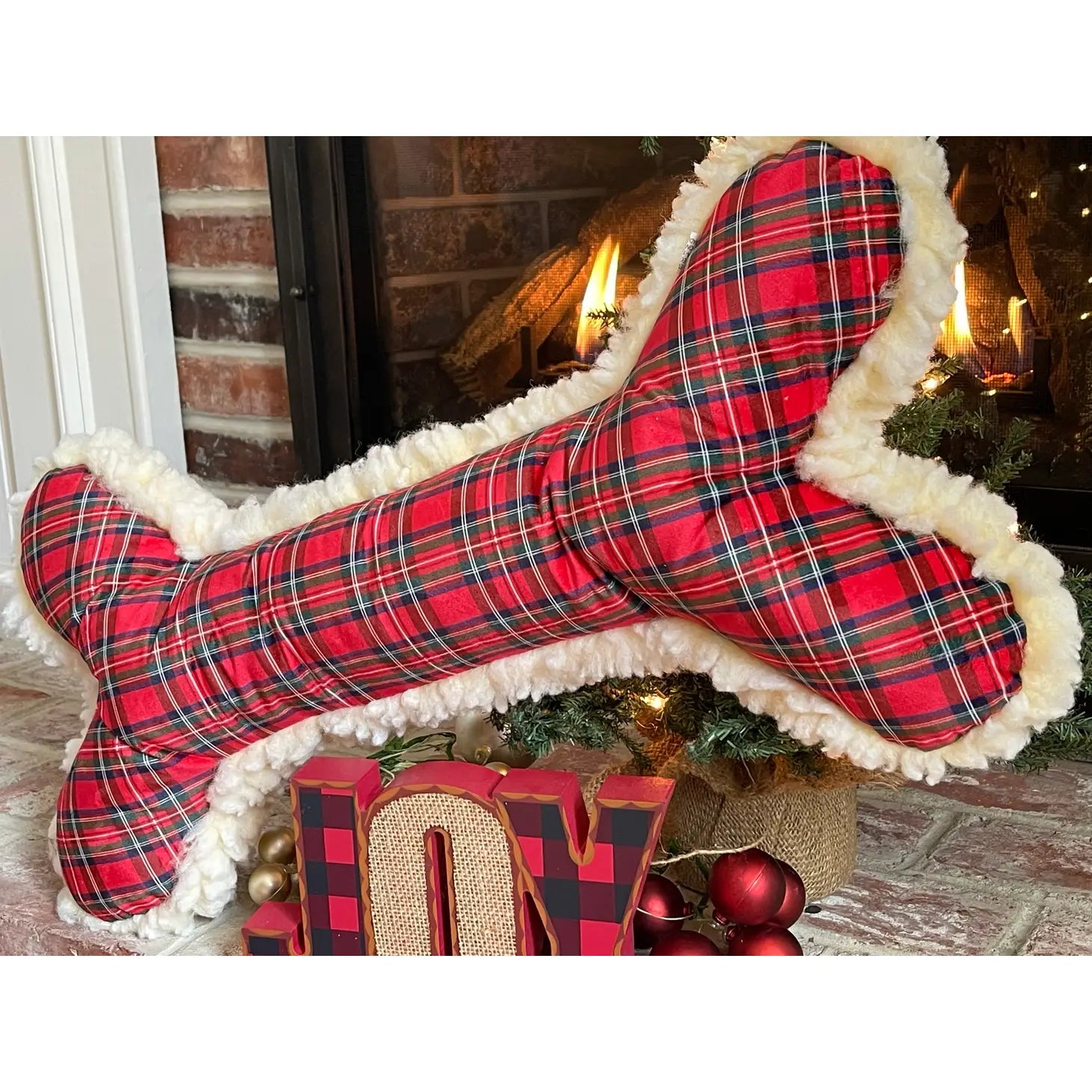 Tartan Plaid & HuggleFleece Bone With Invincible Squeaker