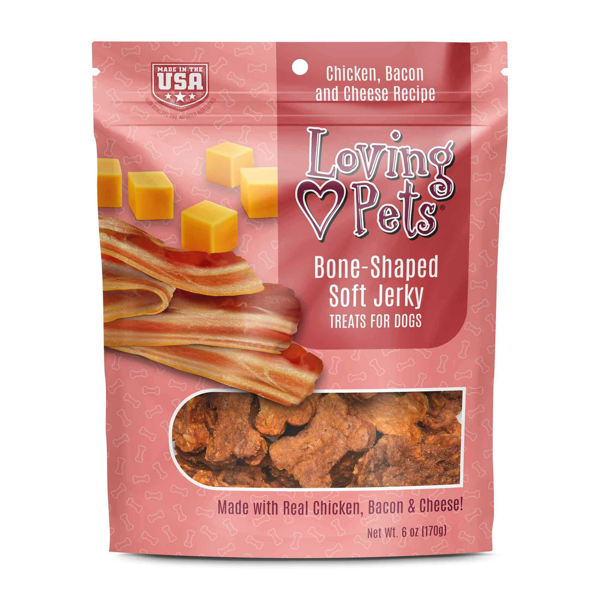 Loving Pets - Bone-Shaped Chicken/Bacon/Cheese Soft Jerky Treats For Dogs