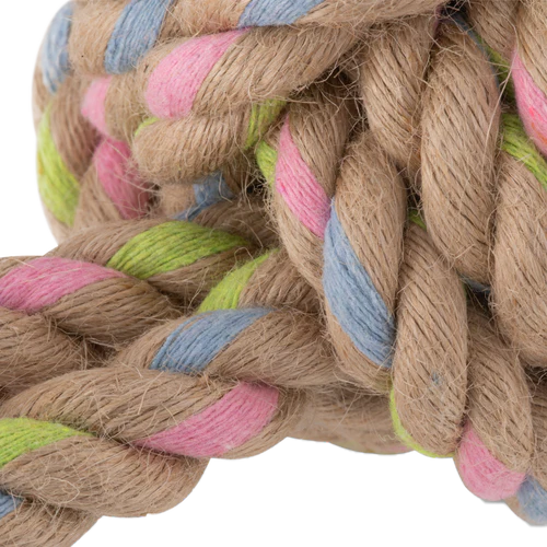 Beco - Hemp Ball With Loop Natural With Pink, Blue & Green