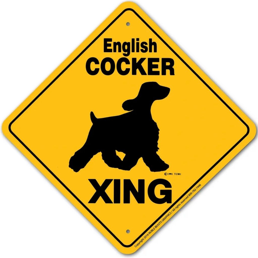 English Cocker Spaniel X-ing Sign