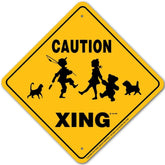 Caution Children Xing Sign