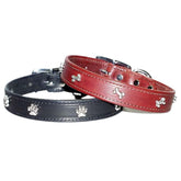 Leather Brothers - Collar Leather W/ Paw Conchos 1" Black