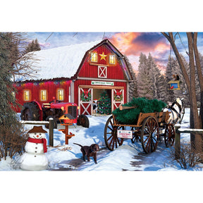 Puzzle Christmas Barn Tin