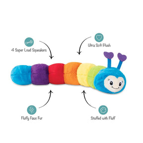 Petshop by Fringe Studio - Don't Bug Me Colorful Worm Plush Dog Toy