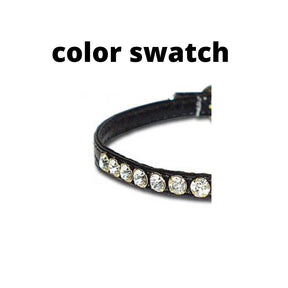 Leather Brothers -Collar Vinyl W/ Rhinestones & Center Dee Ring Black