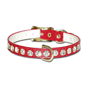 Leather Brothers - Collar Vinyl W/ Rhinestones & Center Dee Ring Pink