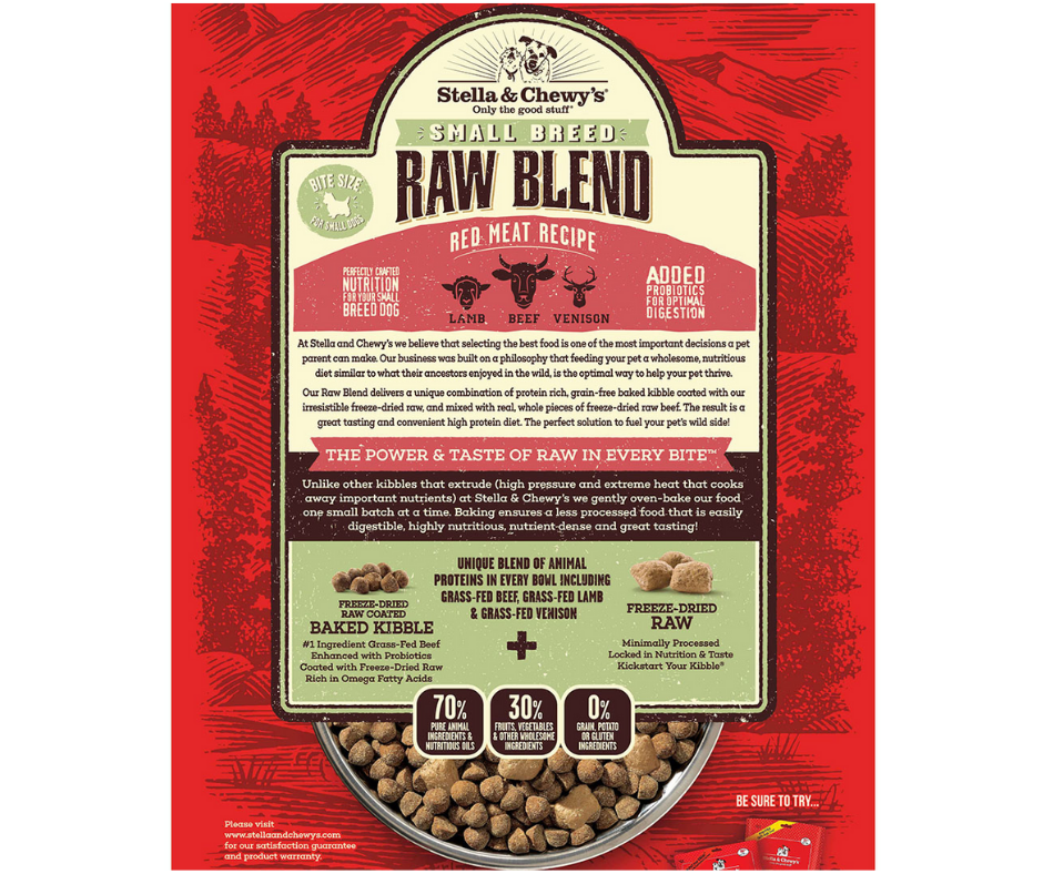 Stella & Chewy's Raw Blend - Small Breed, Adult Dog Red Meat - Beef, Lamb, and Venison Recipe Dry Dog Food-Southern Agriculture