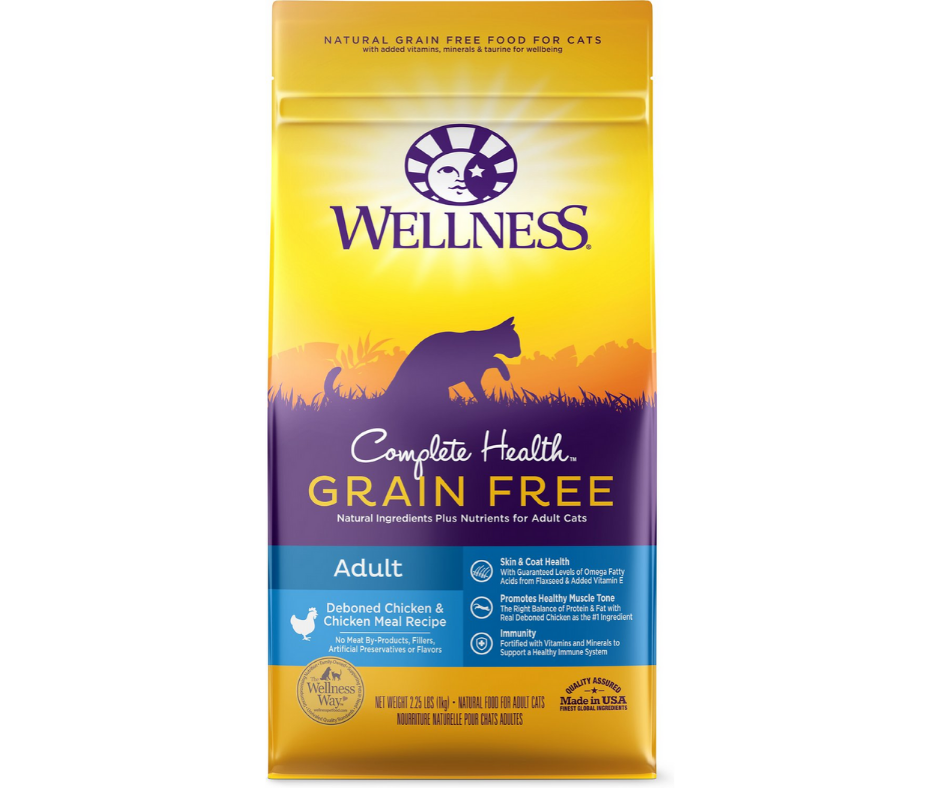 Wellness Complete Health -All Breeds, Adult Cat Grain Free Deboned Chicken & Chicken Meal Recipe Dry Cat Food-Southern Agriculture