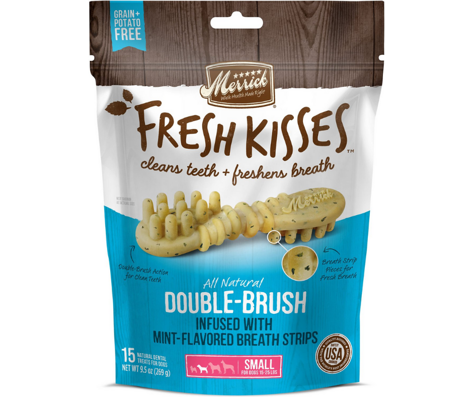 Merrick - Fresh Kisses Double-Brush Mint Breath Strip Small Breed. Dog Treats.-Southern Agriculture