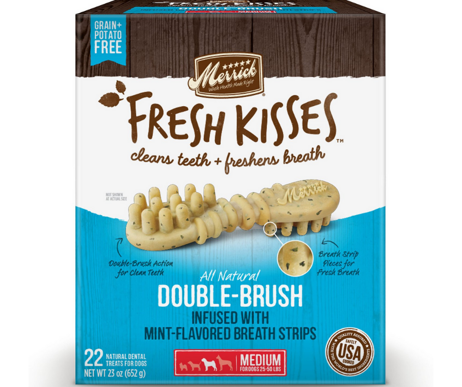 Merrick - Fresh Kisses Double-Brush Mint Breath Strip Medium Breed. Dog Treats.-Southern Agriculture