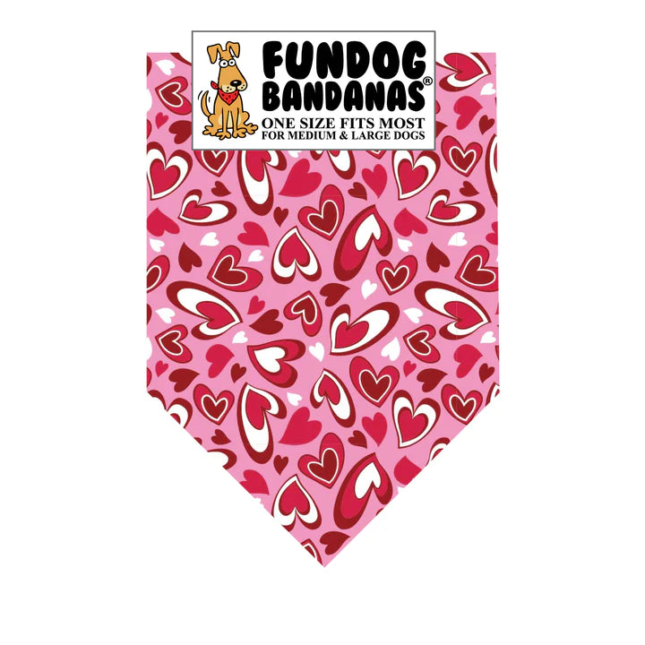 Dog Bandana Hearts Pink