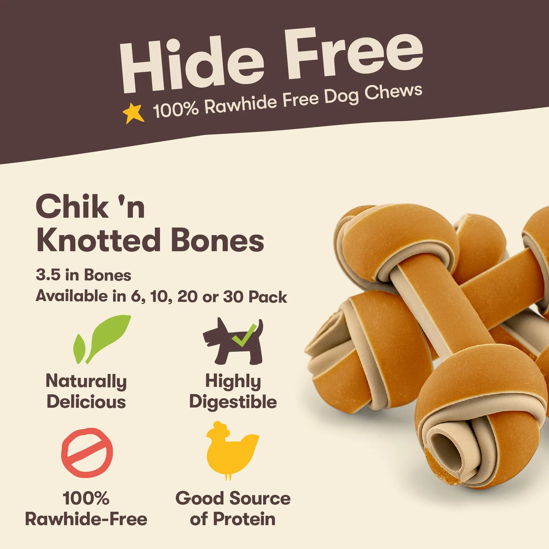 Pet 'n Shape - Hide Free Chick 'n Knotted Bones 3 1/2"