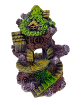 Green Roof Tree House Fish Tank Ornament