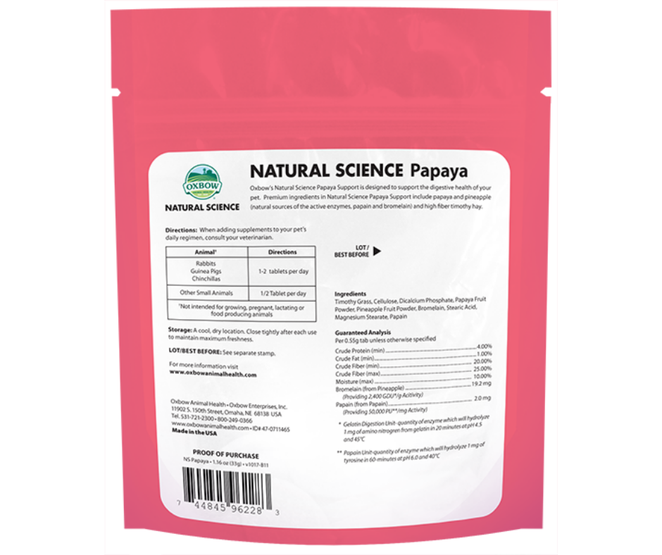 Oxbow Natural Science Papaya Support 1.16 oz.-Southern Agriculture