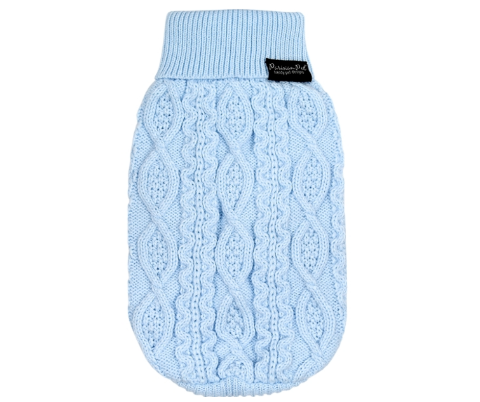 Powder Blue Cable Knit Sweater for Dogs-Southern Agriculture